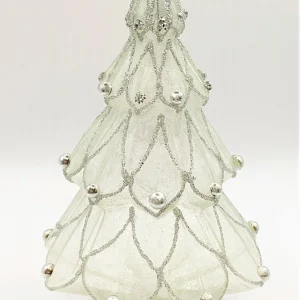 Szklo Weihnachtsbaum transparent mit silbernem Glimmer und Schmucksteinen
