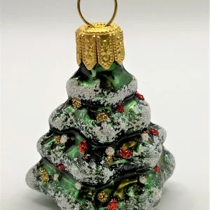 Glaspol Kleiner dunkelgrüner verschneiter Weihnachtsbaum