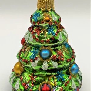 Glaspol Verzierter Christbaum mit Päckli