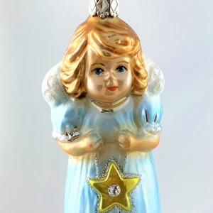 Inge-Glas Engel im blauen Kleid mit Stern