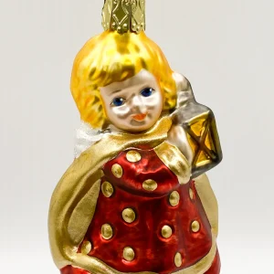 Inge-Glas Engel mit Laterne im roten Kleid