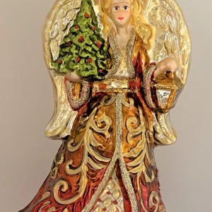 Glassware Engel mit Christbaum und Laterne