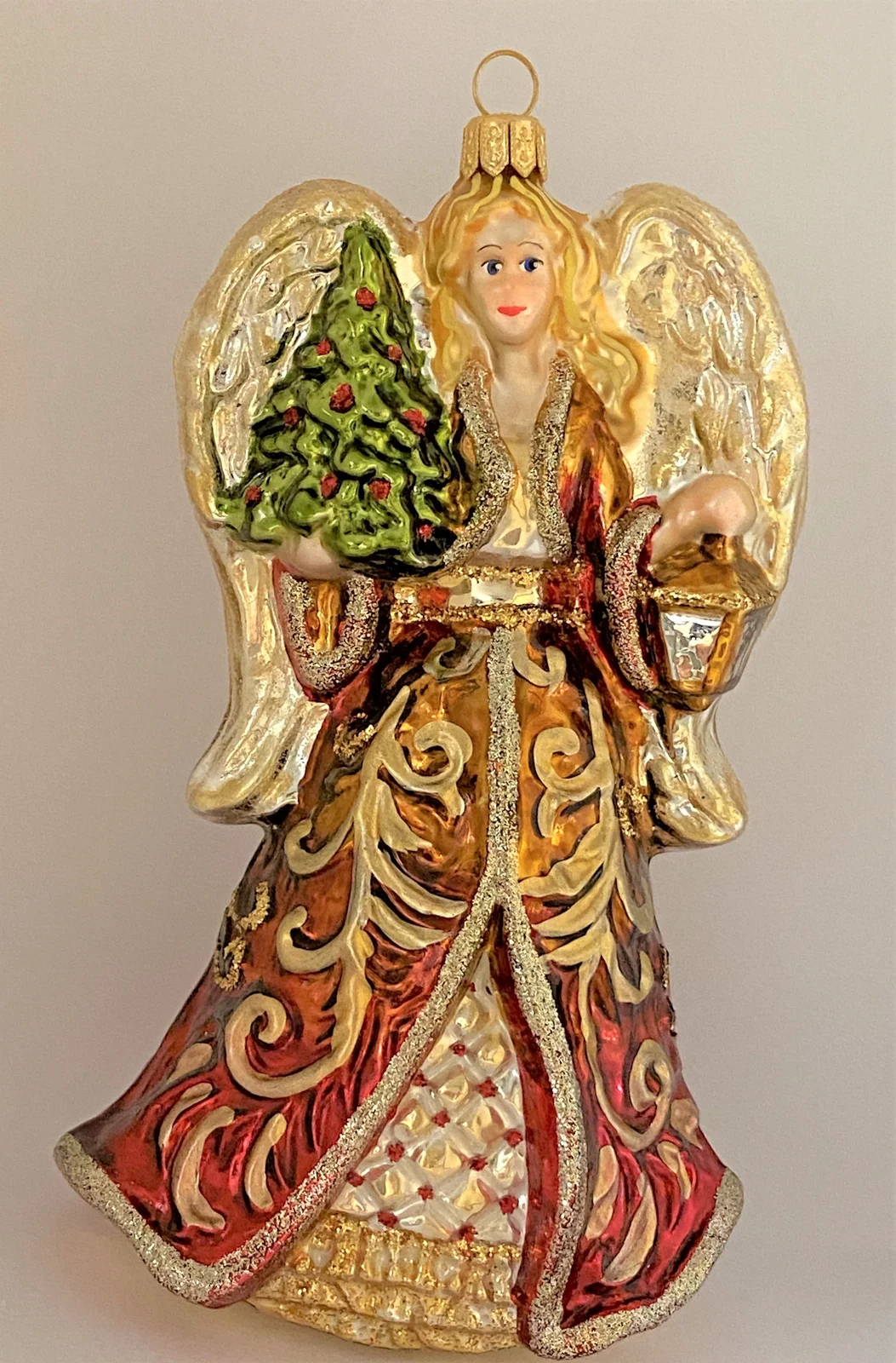Glassware Engel mit Christbaum und Laterne