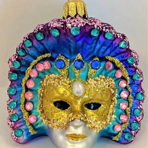 Glaspol Bunte venezianische Maske