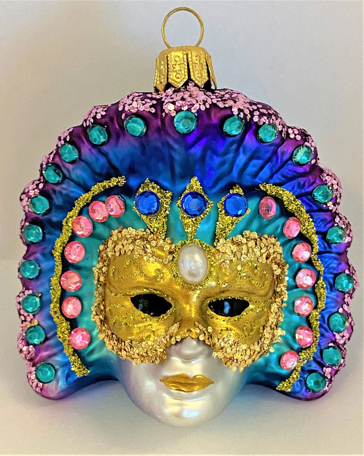 Glaspol Bunte venezianische Maske