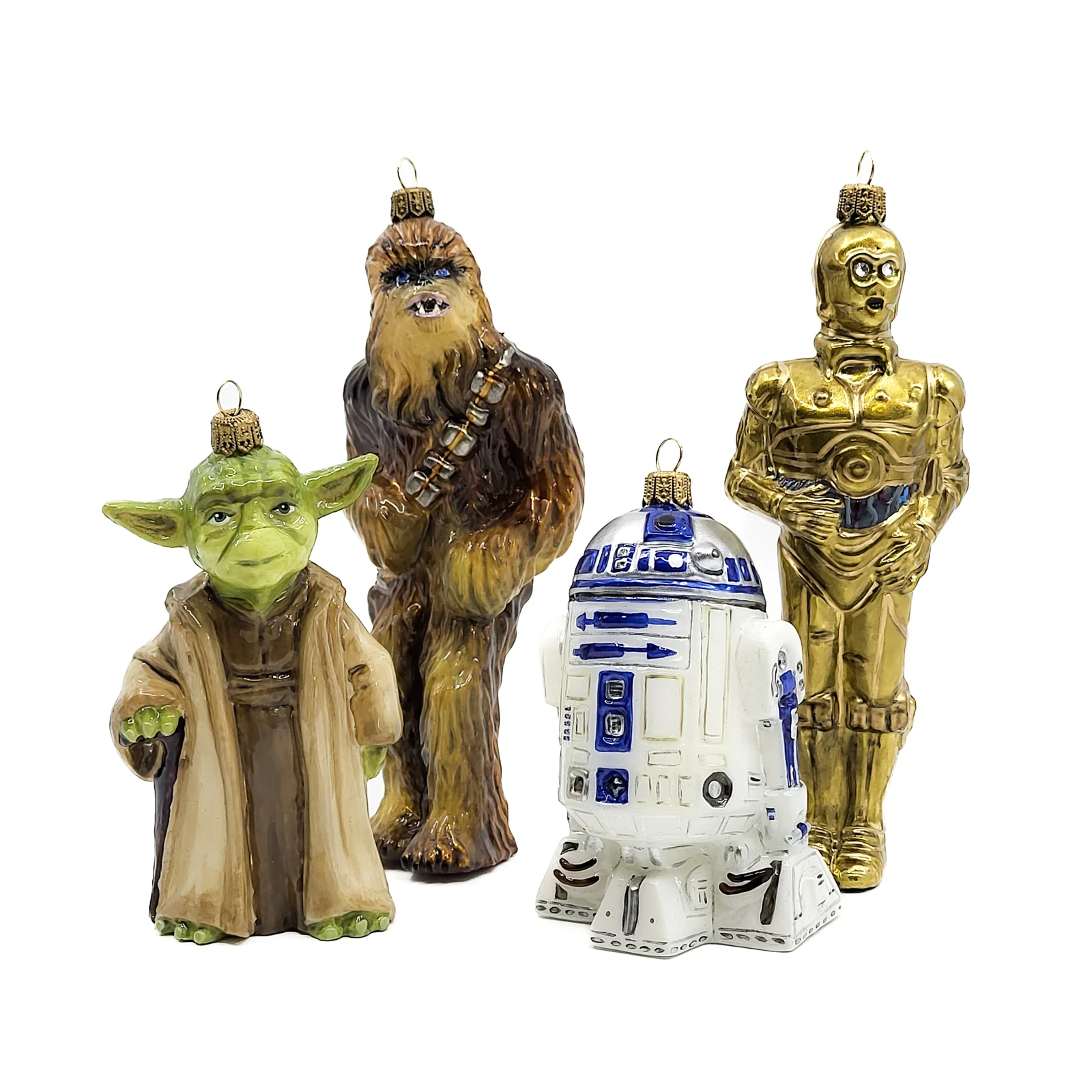 Atlas Master Yoda, Chewbacca, C-3PO und R2-D2 von Star Wars, 4er Set, in Holzbox