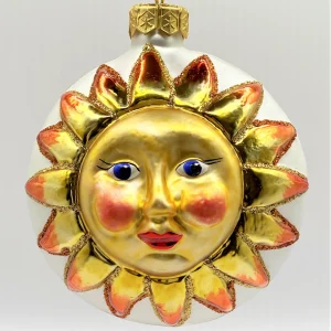 Glaspol Sonne mit Gesicht