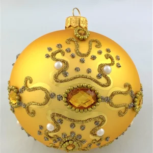 Hanco Goldene Kugel barock mit Perlen und goldenen Schmucksteinen