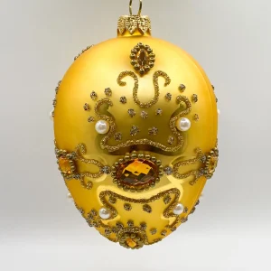 Hanco Goldenes Faberge-Ei barock mit Perlen und goldenen Schmucksteinen
