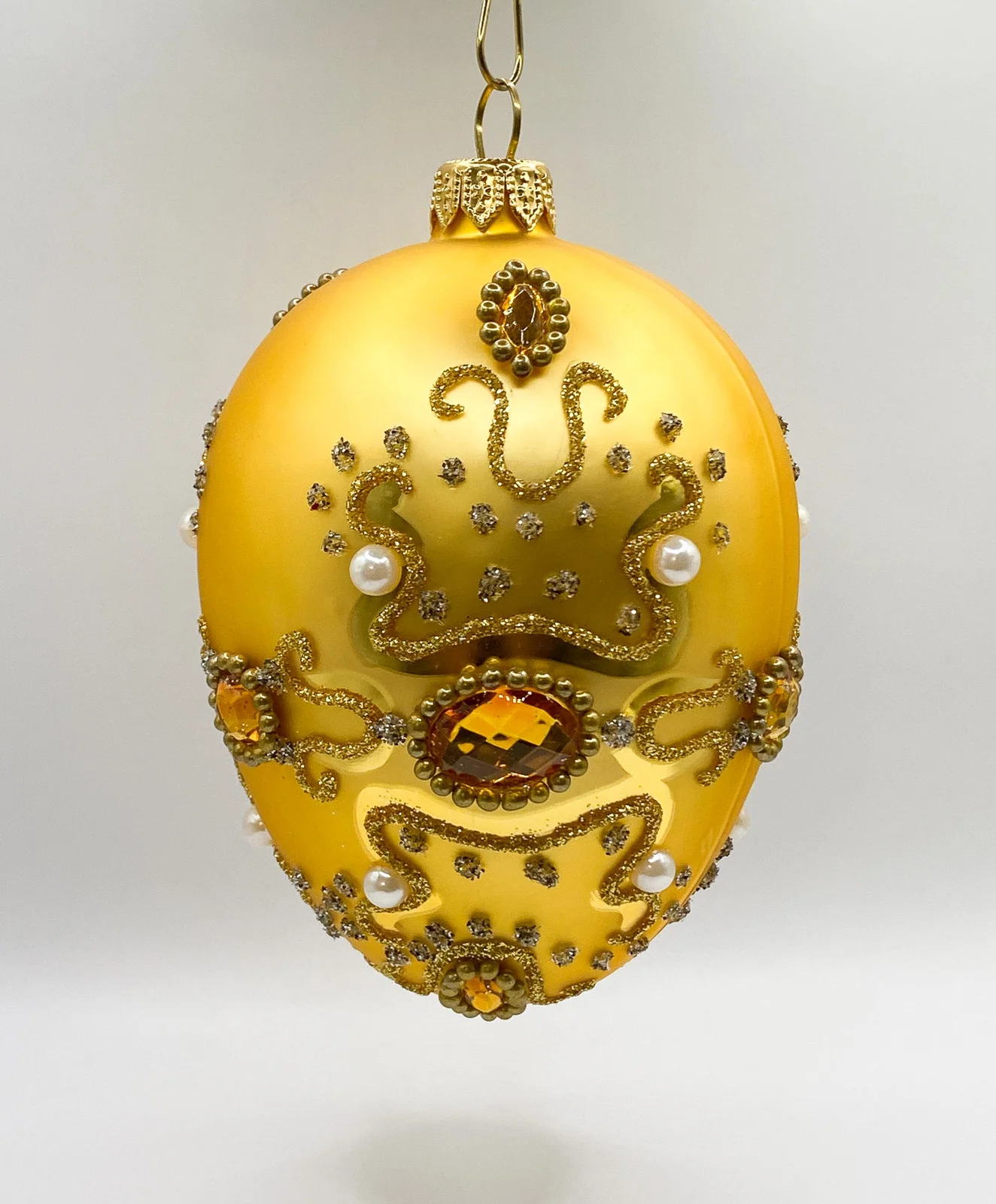 Hanco Goldenes Faberge-Ei barock mit Perlen und goldenen Schmucksteinen