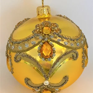 Hanco Goldene Kugel barock mit Volant und goldenen Schmucksteinen