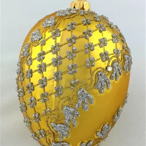 Hanco Goldenes Faberge-Ei mit silbernem Barock-Muster