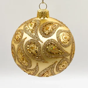 GMC Kugel gold matt mit goldenem Paisley Muster