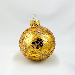 GMC Kugel gold glanz mit goldenem Kringel Muster