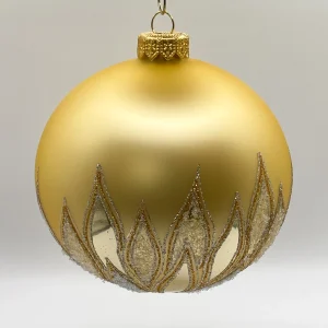 GMC Kugel gold matt mit stilisiertem Blätterdekor