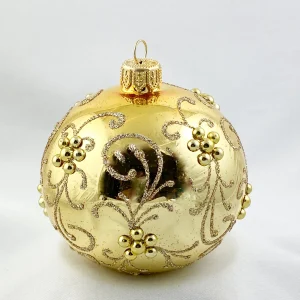Dagmara Kugel gold glänzend mit goldenen Ranken