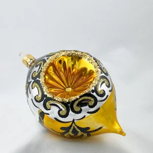 Wiktoria Kurze Olive in Gold/Silber mit goldenem Reflex und schwarzem Dekor