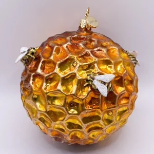 GlitterLab Bienenwaben Kugel mit applizierten Bienen, GlitterLab