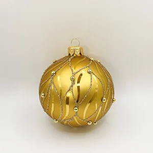 Dagmara Kugel gold matt mit goldenen Schmucksteinen