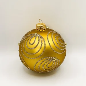 Dagmara Kugel gold matt mit Kringelmotiv