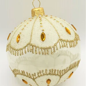 Dagmara Kugel matt transparent mit Goldsteinen