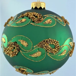 GMC Kugel dunkelgrün mit goldenen Blätterranken