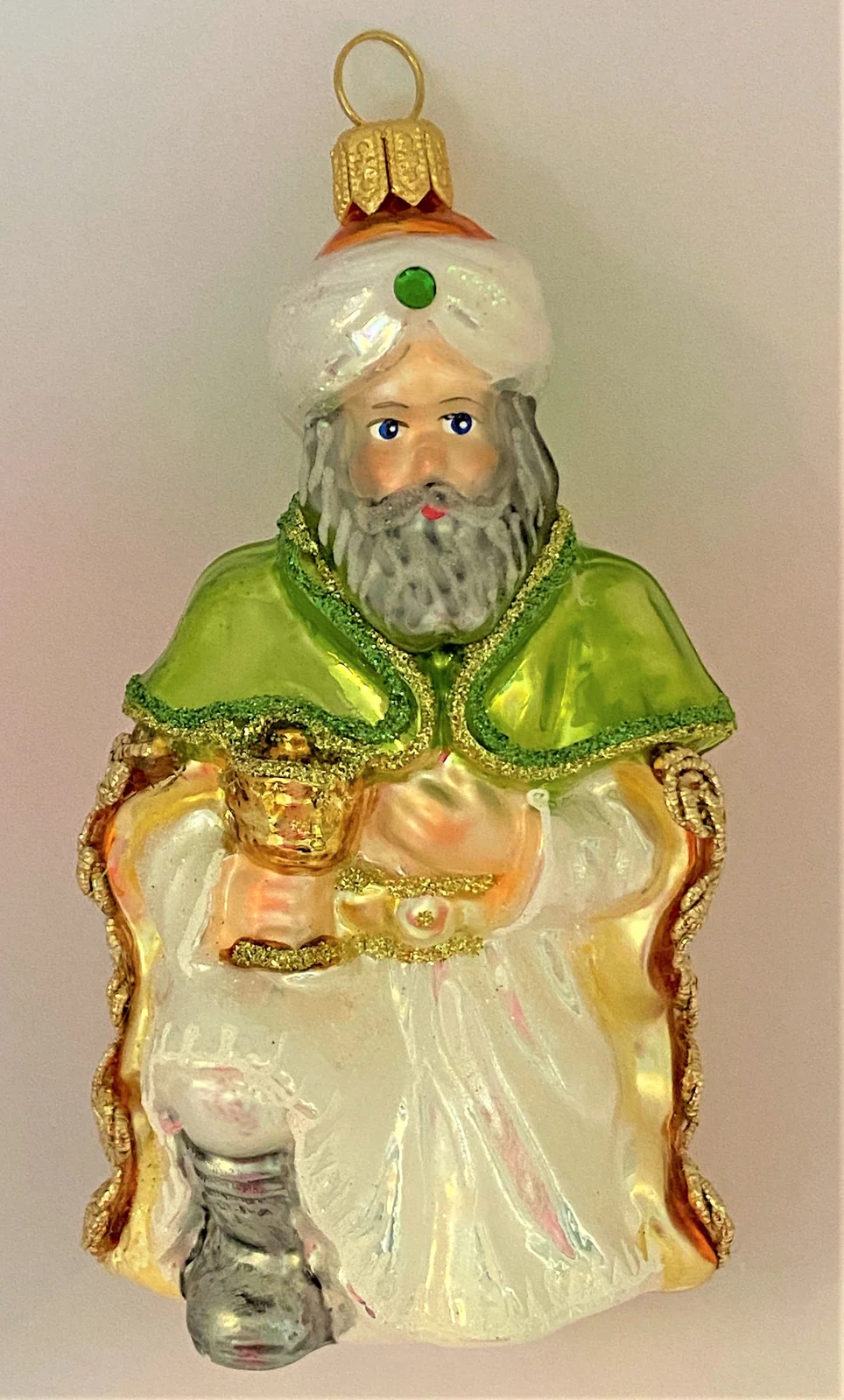 Glassware Heiliger König Balthasar bringt dem Jesuskind den Weihrauch