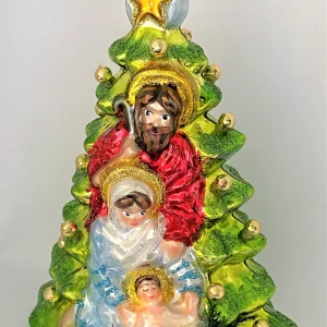 Glassware Die Heilige Familie im Schutz des Weihnachtsbaumes