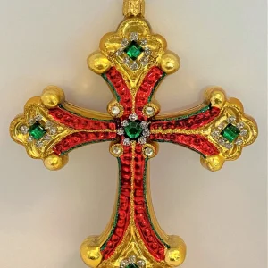 Hanco Kreuz , gold,rot,grün mit Schmucksteinen