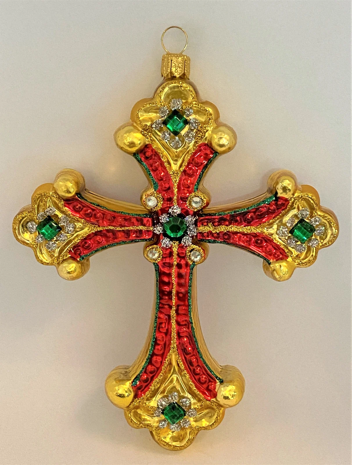 Hanco Kreuz , gold,rot,grün mit Schmucksteinen