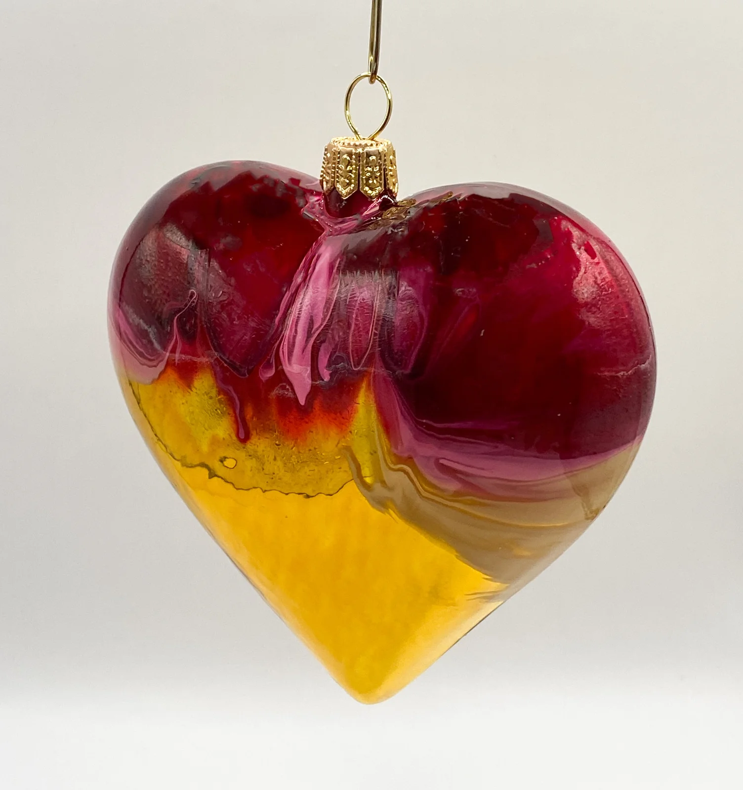 GMC Herz gold-magenta marmoriert