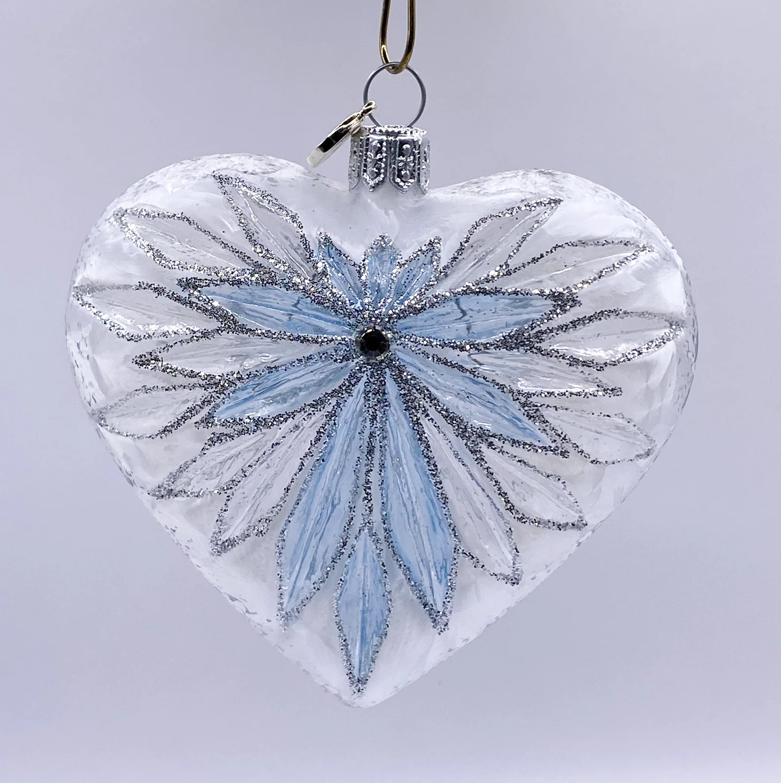 GlitterLab Transparentes Herz mit Strahlenstern in eisblau, GlitterLab