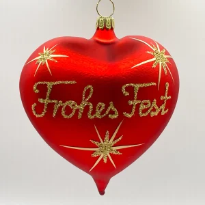 Oberfränkische Herz rot mit Aufschrift " Frohes Fest "