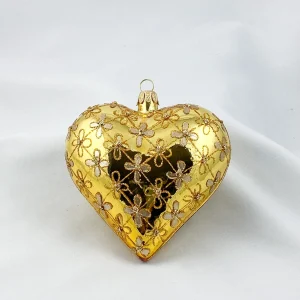 GMC Herz gold glanz mit Blumen-Karomuster