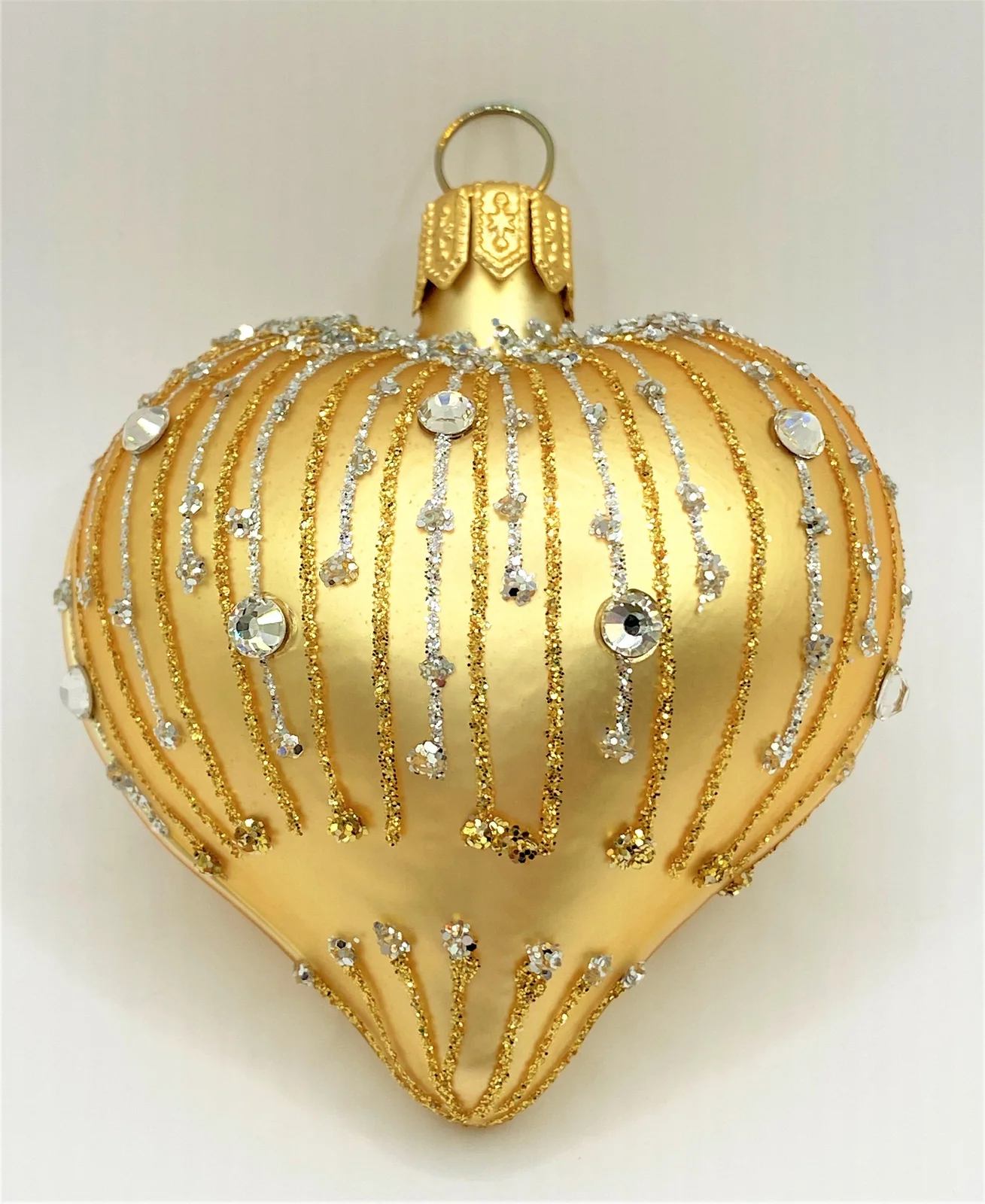 Szklo Goldenes Herz mit Streifendekor