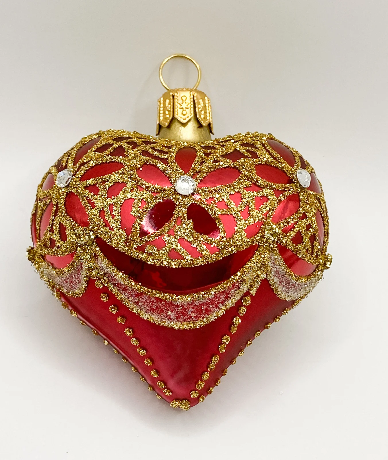 Szklo Rotes Herz mit Biedermeier-Dekor