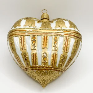 Oberfränkische Gold-Beiges Herz mit stilisierten Glockenblumen