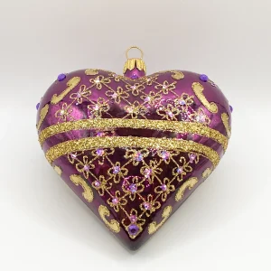 GMC Herz violett glanz mit Gold-Barockmuster