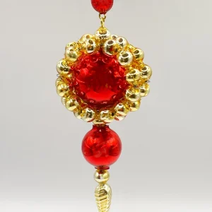 ANVA Gablonzer Perlen Tropfenform in Rot und Gold