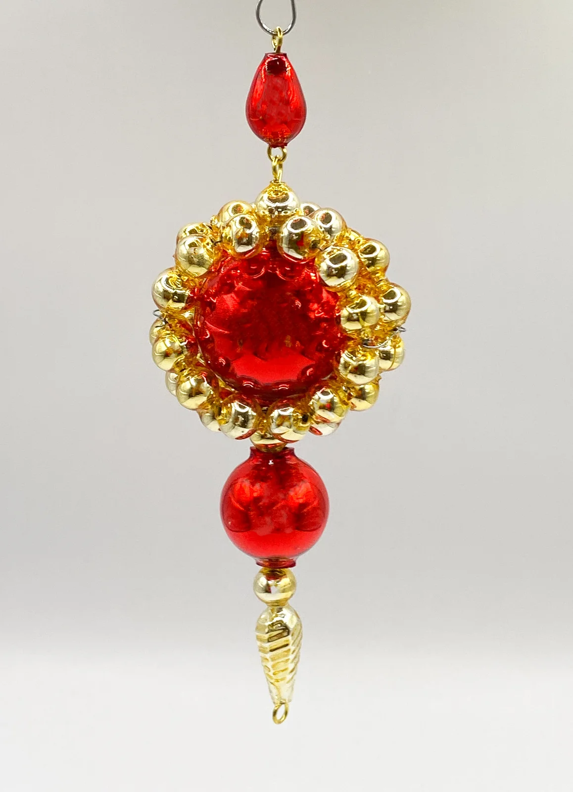 ANVA Gablonzer Perlen Tropfenform in Rot und Gold