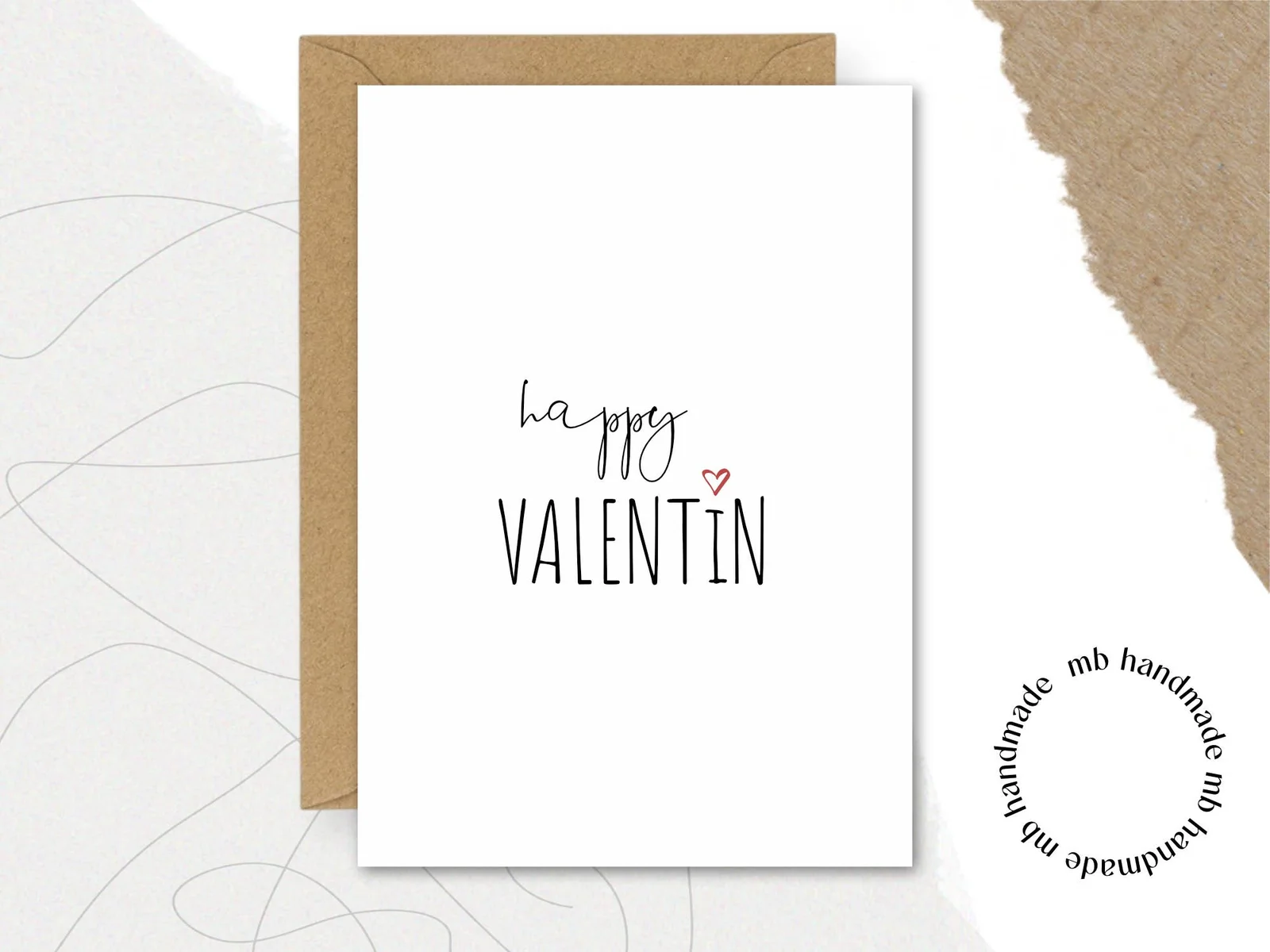 mb handmade Happy VALENTIN: Umschlag Kraftpapier / Rückseite blanko
