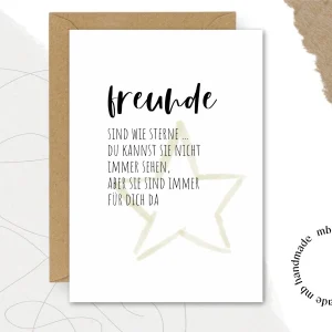 mb handmade Freunde sind wie sterne...: Umschlag Kraftpapier / Rückseite blanko