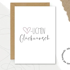 mb handmade HERZLICHEN Glückwunsch: Umschlag Kraftpapier / Rückseite blanko