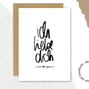 mb handmade Ich liebe dich Herz: Umschlag Kraftpapier / Rückseite Postkarte