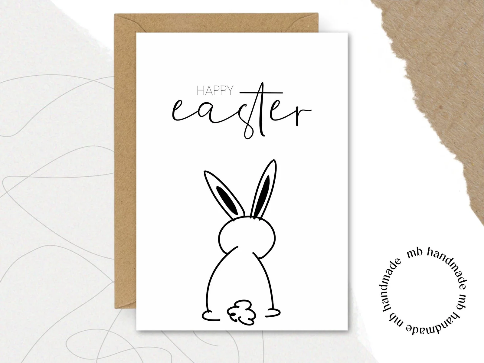 mb handmade HAPPY easter: Umschlag Kraftpapier / Rückseite blanko