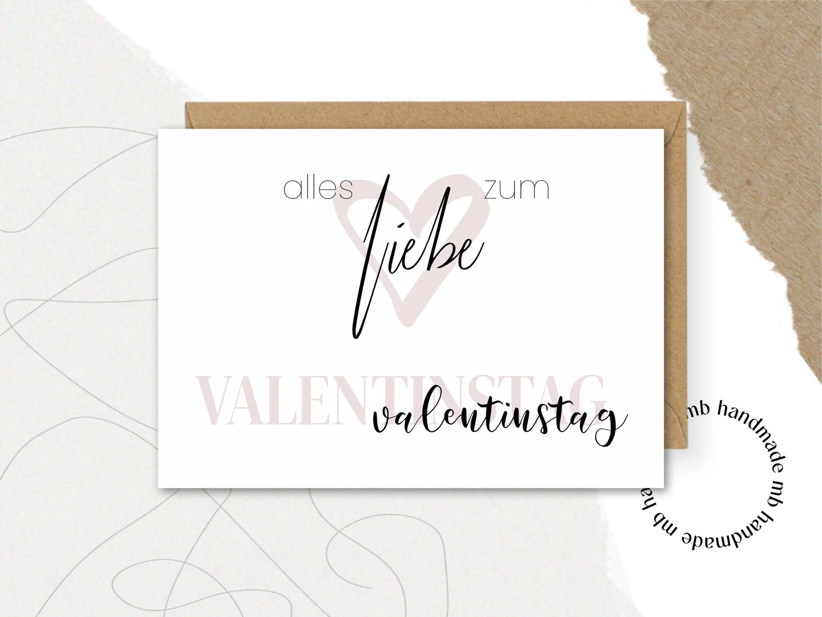 mb handmade Alles Liebe zum Valentinstag: Umschlag Kraftpapier / Rückseite blanko