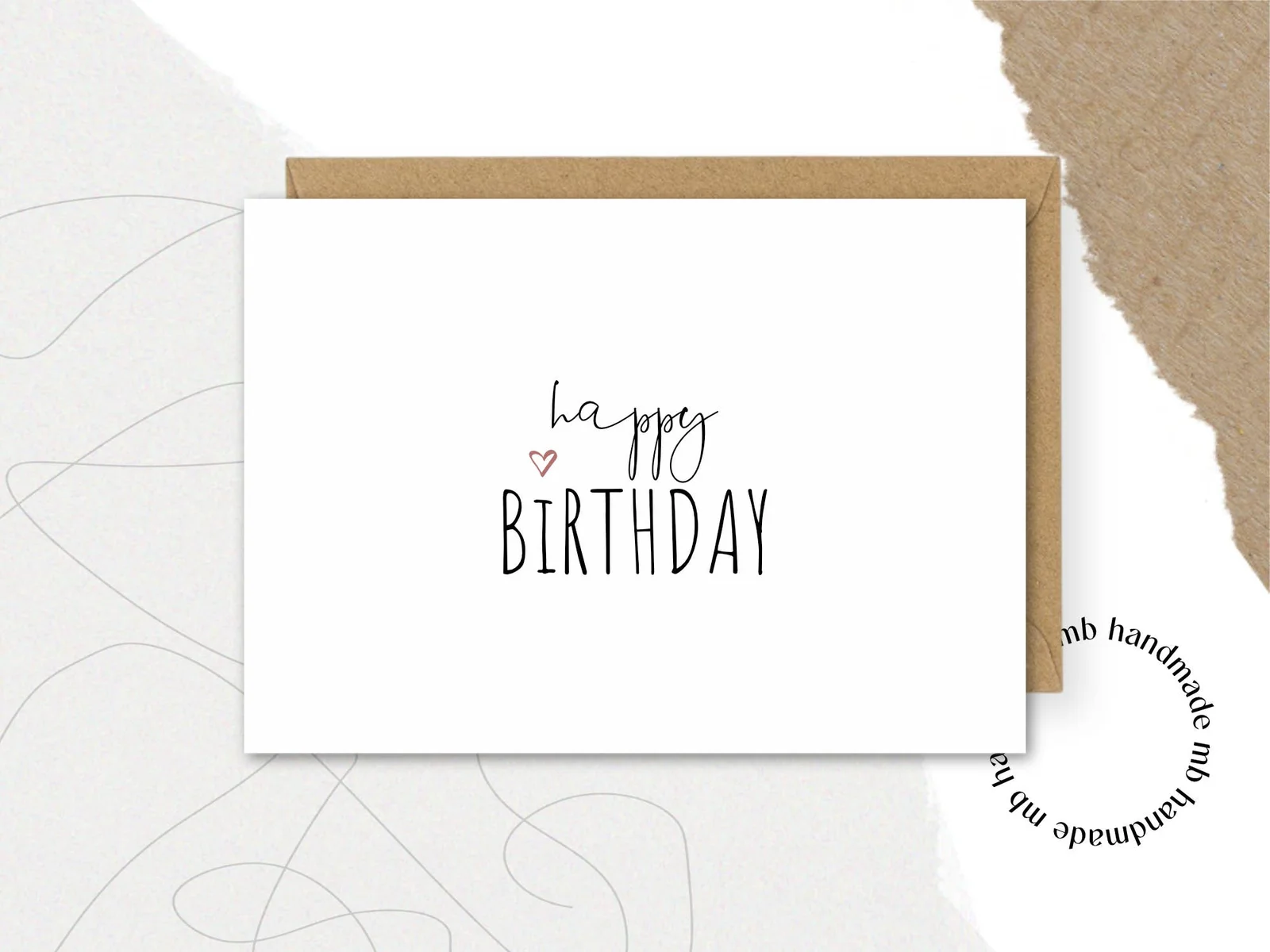 mb handmade Happy birthday: Umschlag Kraftpapier / Rückseite blanko
