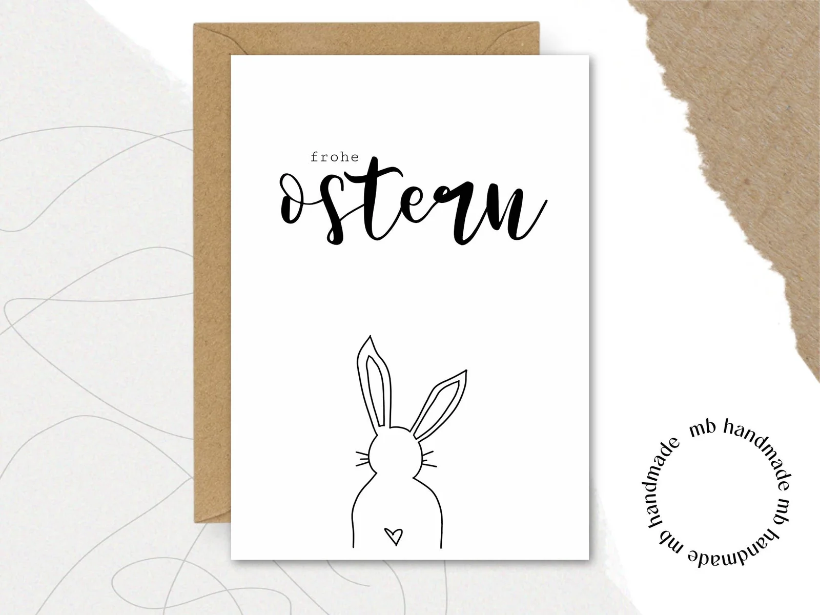 mb handmade Frohe ostern: Umschlag Kraftpapier / Rückseite blanko