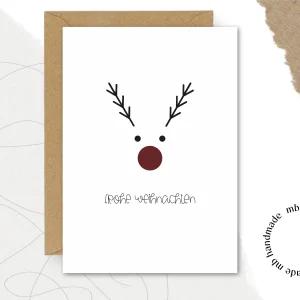 mb handmade Frohe Weihnachten Rentier: Umschlag Kraftpapier / Rückseite blanko