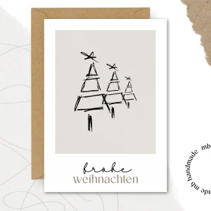 mb handmade Frohe weihnachten Tannenbäume: Umschlag Kraftpapier / Rückseite blanko